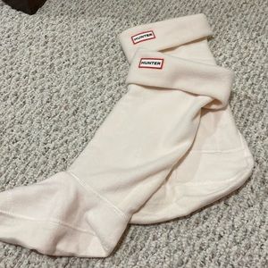 Hunter Womens Boot Fleece Liners Size M Fold Over Ivory Socks